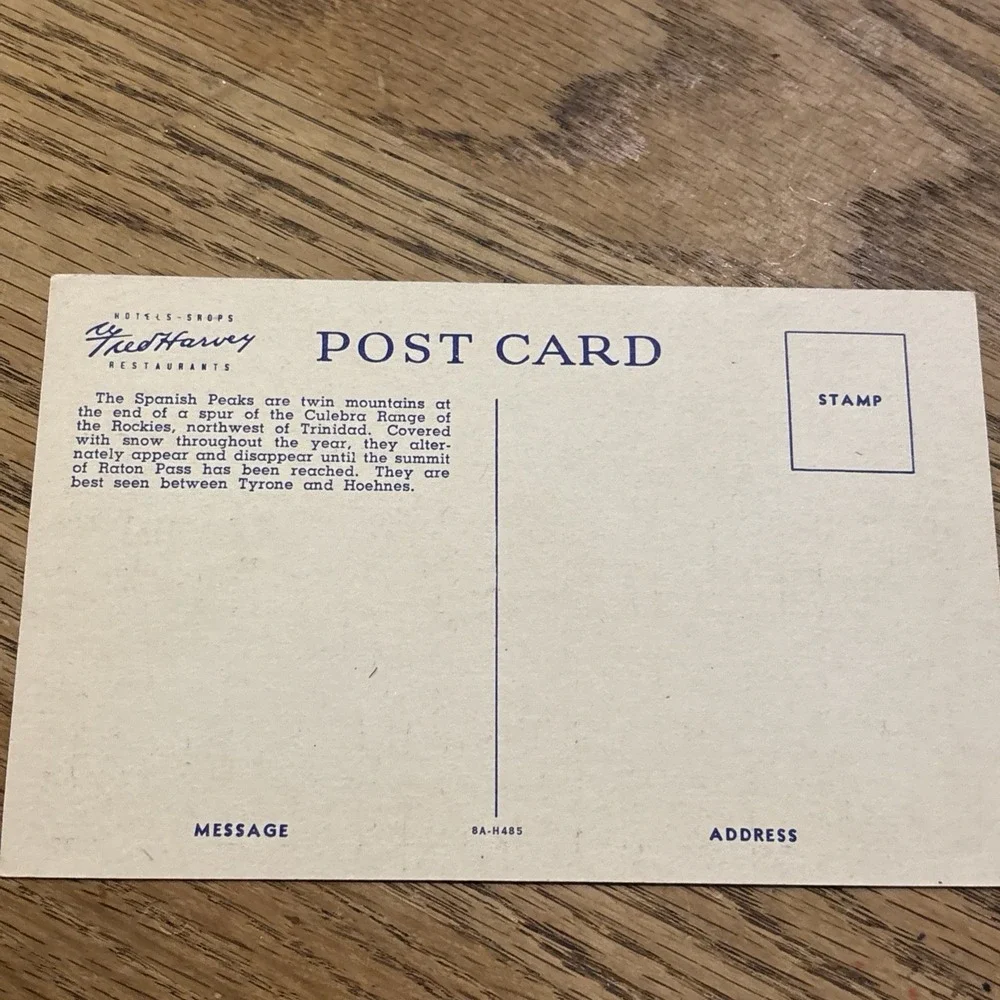 Spanish Peaks Bet La Junta and Trinidad Colorado Postcard Unposted